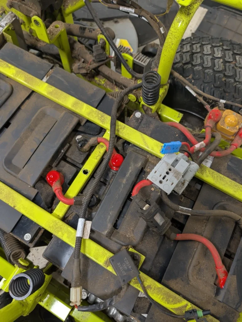 These pictures depict the BEST Battery team performing a Ryobi Zero-Turn Mower Battery Upgrade on a ZT540e model zero-turn mower.