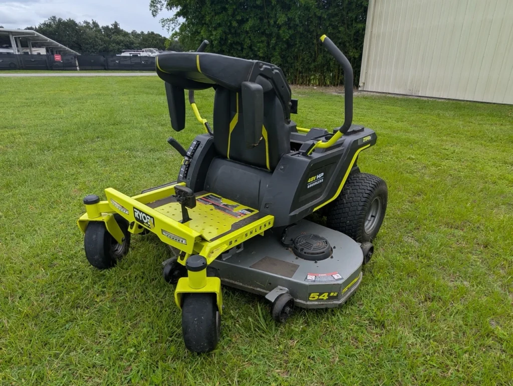 These pictures depict the BEST Battery team performing a Ryobi Zero-Turn Mower Battery Upgrade on a ZT540e model zero-turn mower.