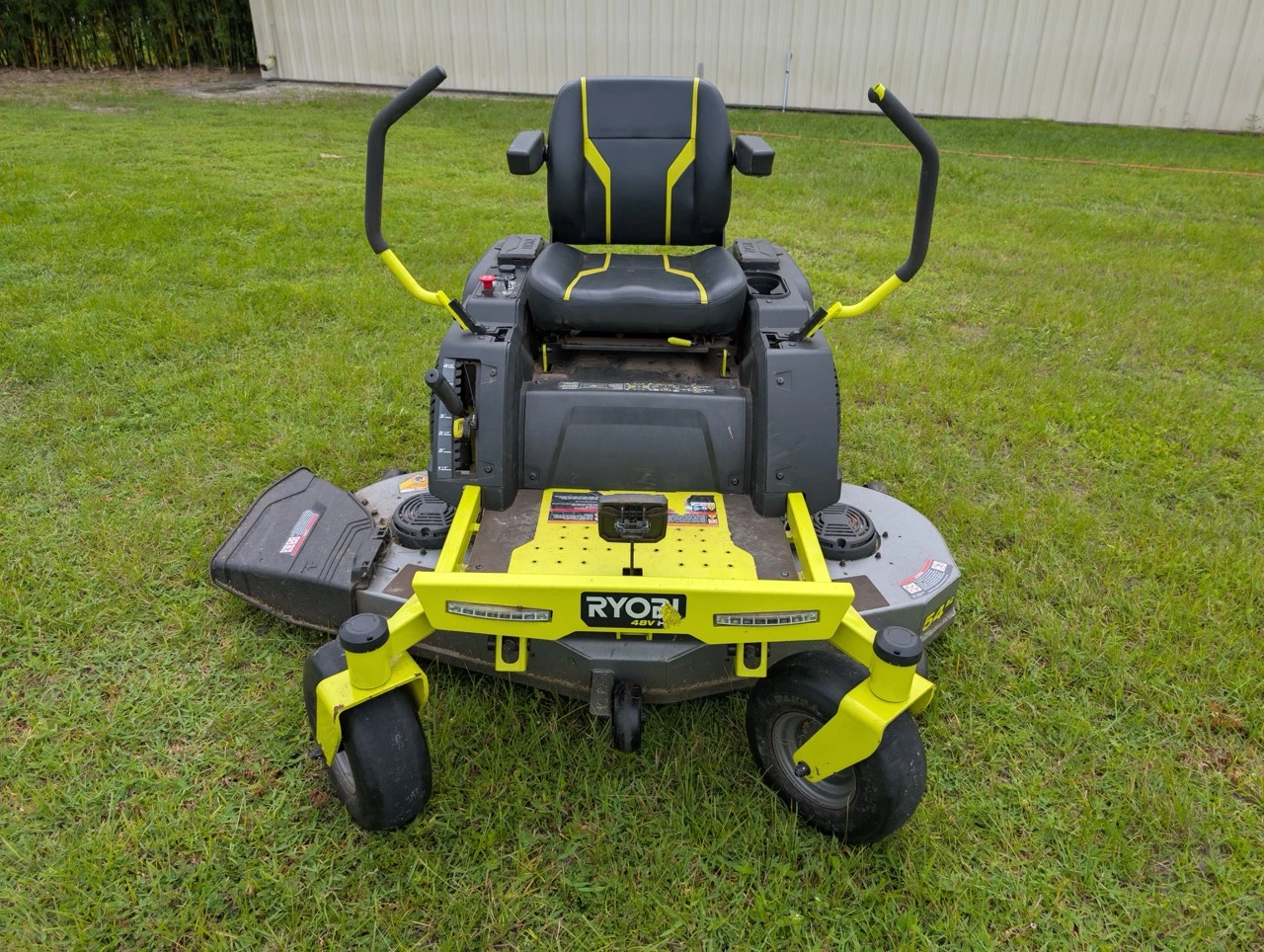 These pictures depict the BEST Battery team performing a Ryobi Zero-Turn Mower Battery Upgrade on a ZT540e model zero-turn mower.