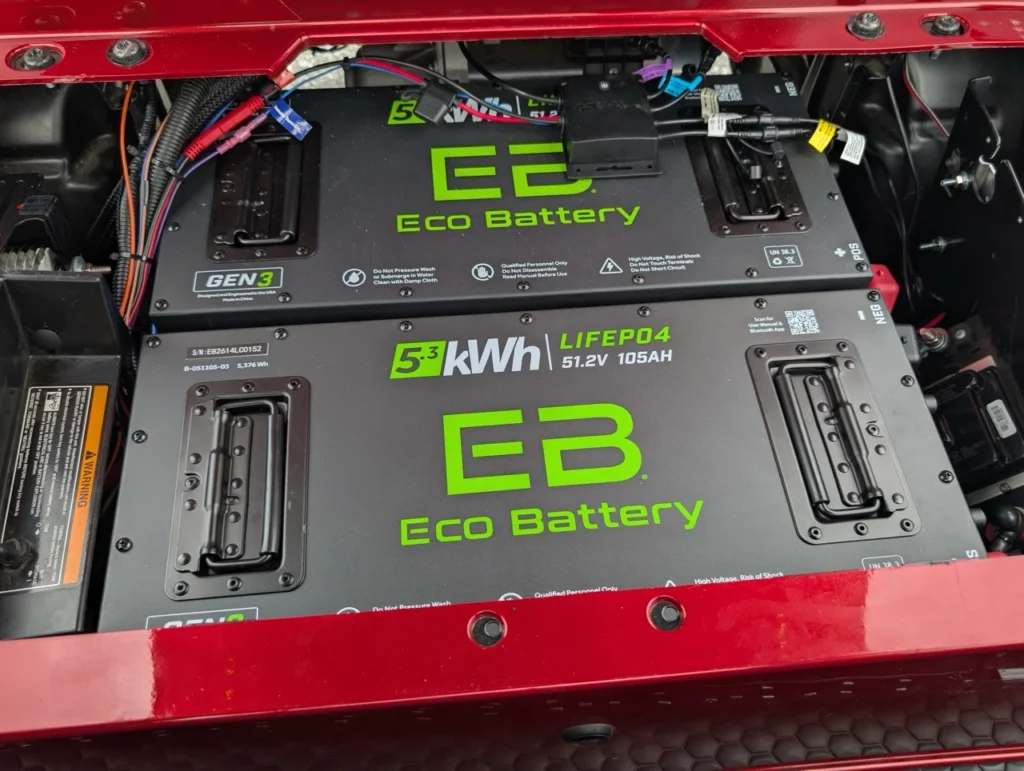 The new Eco Battery in this EZGO RXV has 201Ah of power.