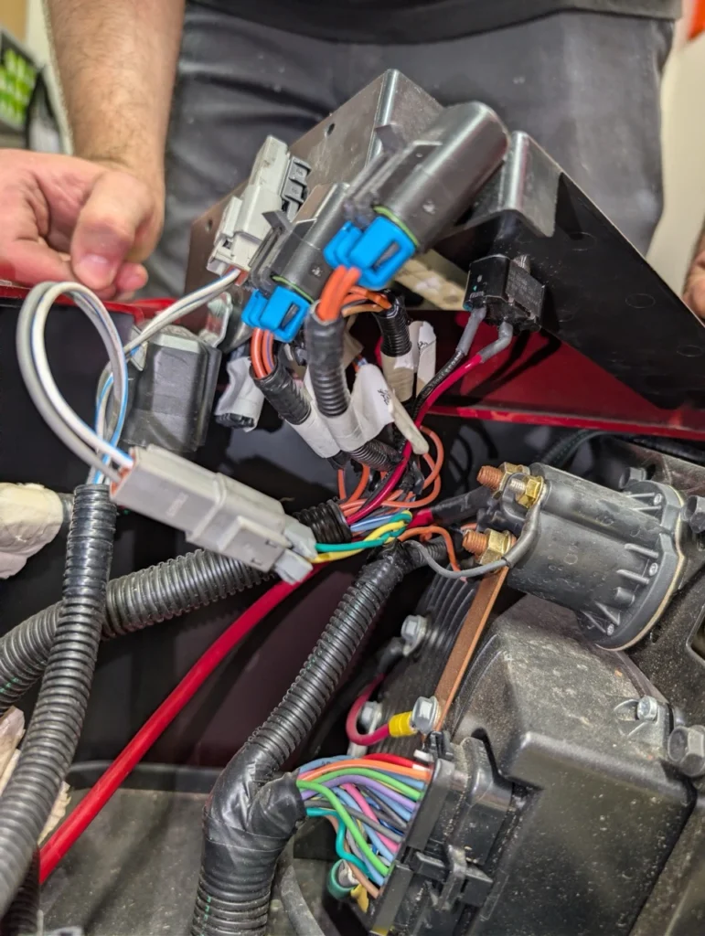 New wiring setup being put into the EZGO RXV as part of the battery upgrade process.